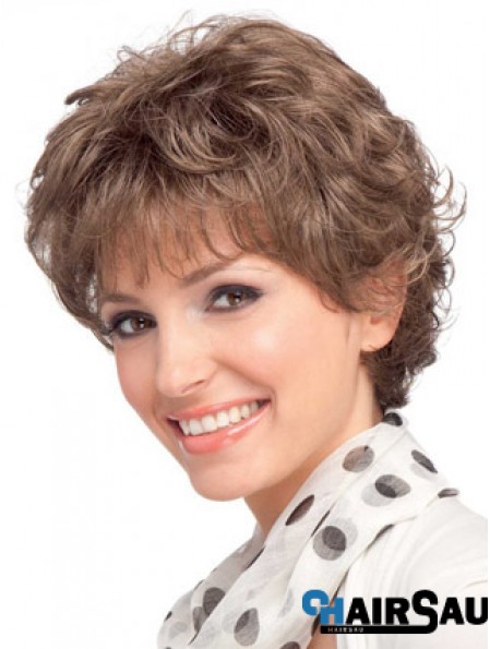 Modern Auburn Short Wavy Layered Human Hair Wigs