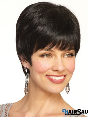 Boycuts Straight Black Capless Popular Short Wigs