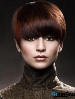 Boycuts Straight Auburn Capless High Quality Short Wigs