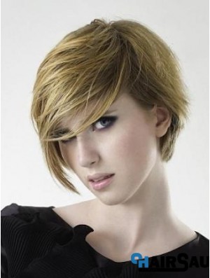 Layered Straight Blonde Capless Cheap Short Wigs