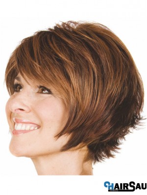 Bobs Wavy Brown Capless Convenient Short Wigs