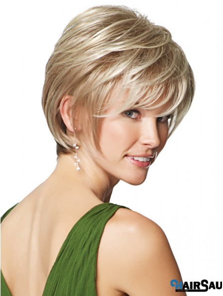 9 inch Cheap Straight Layered Blonde Short Wigs