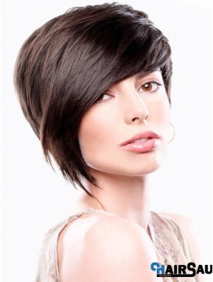 Bobs Straight Brown Capless Sleek Short Wigs