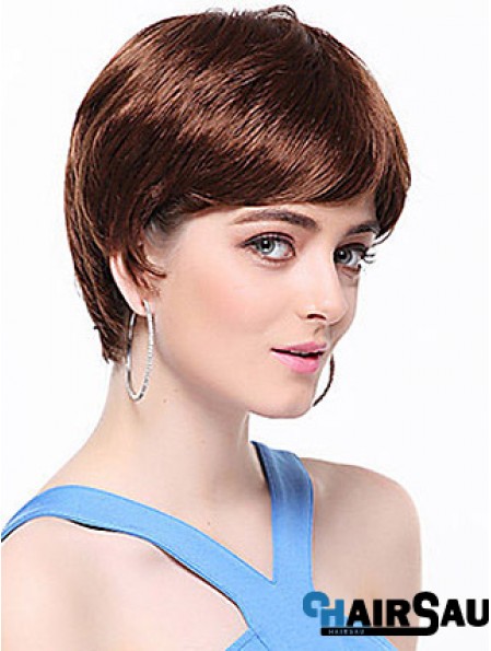 Boycuts Straight Auburn Capless Top Short Wigs