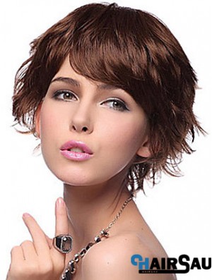 Layered Wavy Auburn Capless New Short Wigs