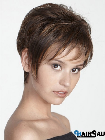 Boycuts Straight Brown Capless Modern Short Wigs