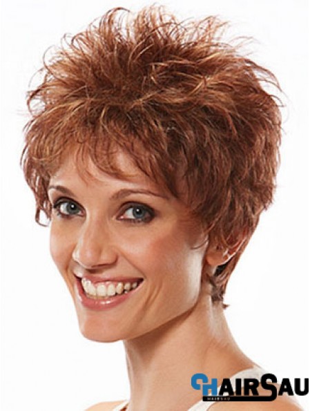 Boycuts Wavy Auburn Capless Flexibility Short Wigs