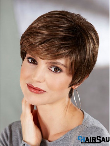 Boycuts Straight Brown Capless Perfect Short Wigs