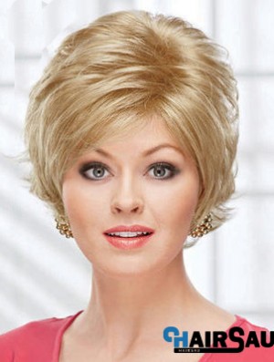 8 inch Beautiful Wavy Layered Blonde Short Wigs