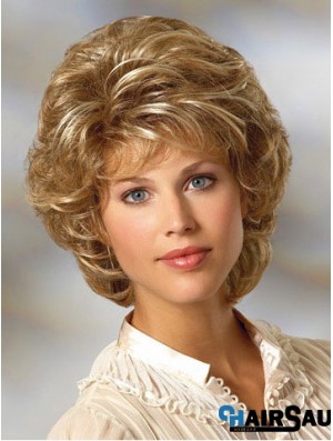 Curly Blonde Synthetic Wigs Classic Chin Length