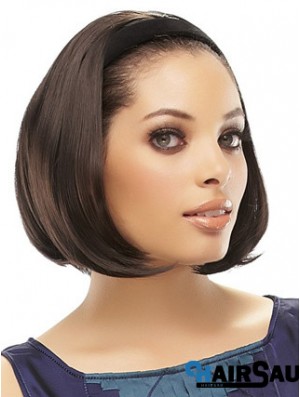 Brazilian Brown Straight Chin Length Half A Wig