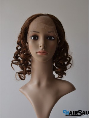 12 inch Lace Front Curly Brown Convenient U Part Wigs