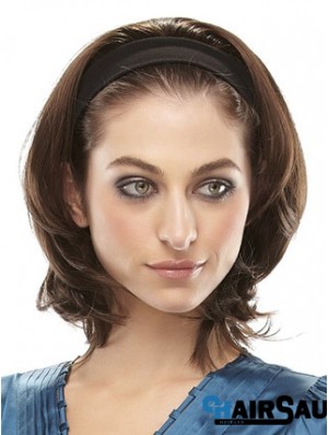 Brazilian Straight Brown Chin Length Clip In Half Wig