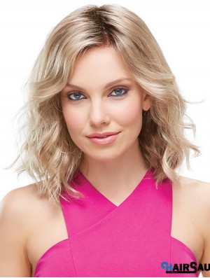 Front Lace Wigs UK Shoulder Length Blonde Color Layered Cut