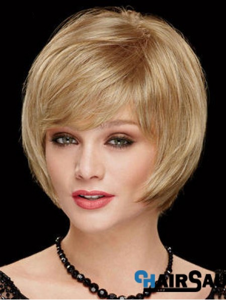 Chin Length Bobs 8 inch Straight Blonde Medium Wigs