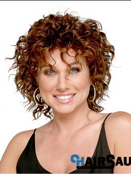 Shoulder Length Layered 13 inch Curly Auburn Medium Wigs