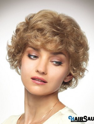 Chin Length Layered 10 inch Curly Blonde Medium Wigs