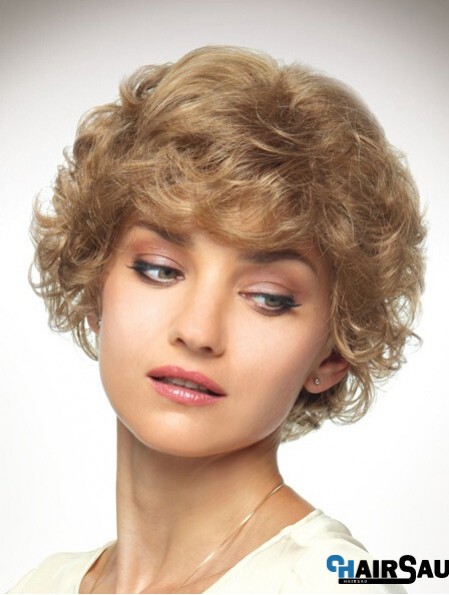 Chin Length Layered 10 inch Curly Blonde Medium Wigs