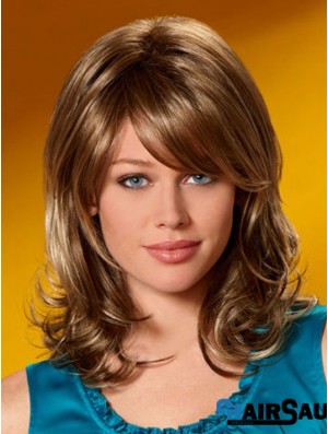 Incredible Wavy Auburn Shoulder Length Layered Medium Wigs