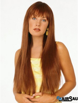 Good Auburn Straight With Bangs Capless Long Wigs