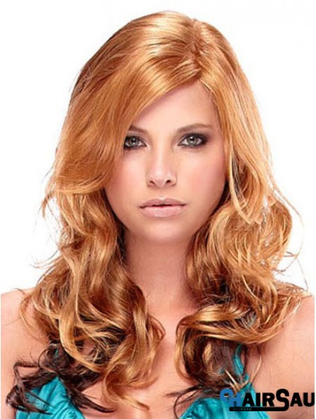 Fashion Auburn Curly With Bangs Capless Long Wigs