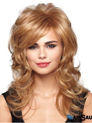 Hairstyles Blonde Wavy With Bangs Capless Long Wigs