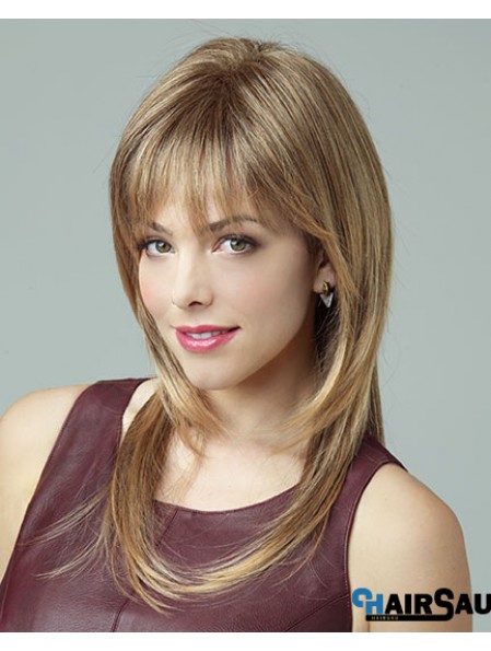 Modern Blonde Straight Layered Capless Long Wigs