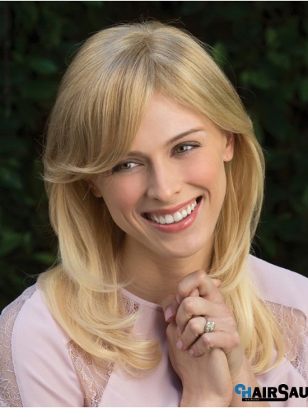 Style Blonde Wavy With Bangs Capless Long Wigs