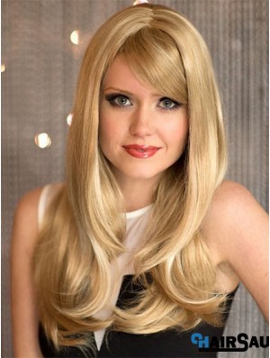 Sassy Blonde Wavy With Bangs Capless Long Wigs