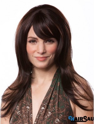 Gorgeous Auburn Straight With Bangs Capless Long Wigs