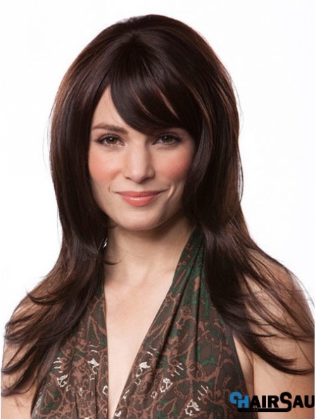 Gorgeous Auburn Straight With Bangs Capless Long Wigs