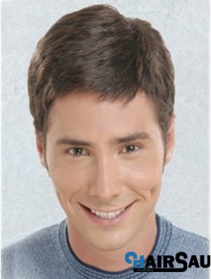 Brown Short Straight Synthetic Lace Front Best Mens Wigs