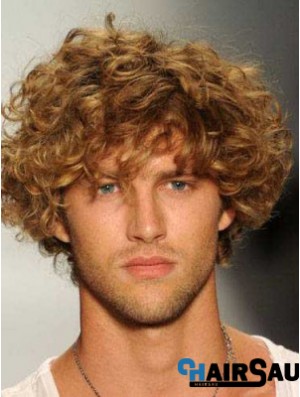 Blonde 8inch Synthetic Curly Mens Wigs AU