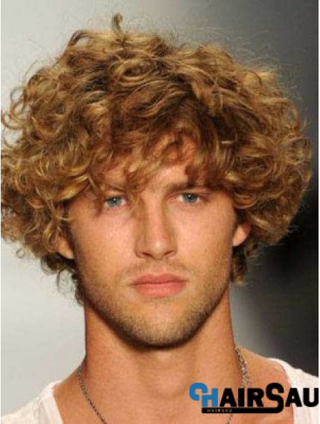 Blonde 8inch Synthetic Curly Mens Wigs AU