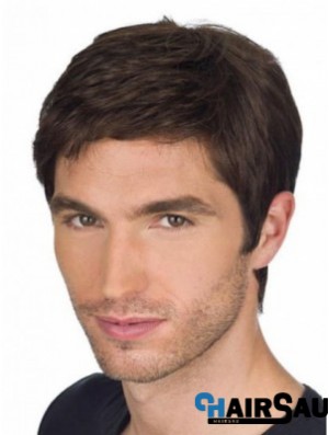 Straight Remy Human Auburn Full Lace Short Wigs For Men With Cancer