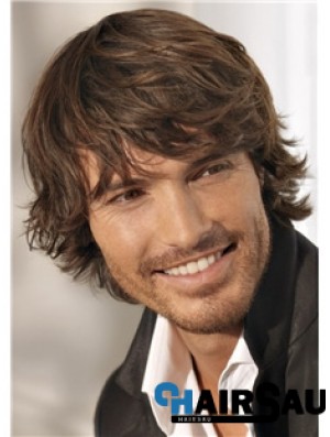 Human Short Wavy Cheap Wigs For Men