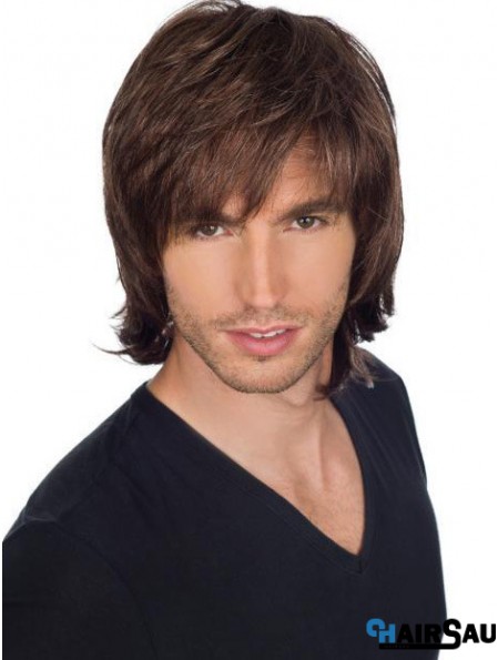 Human Hair Short Mens Wigs With Bangs