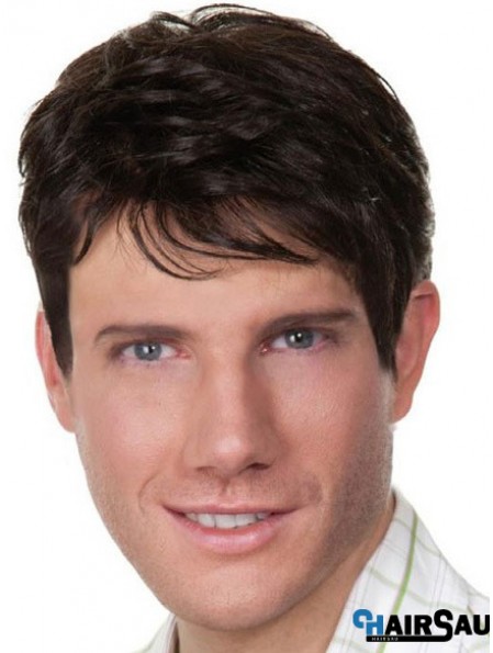 Black Short Remy Human Hair Wigs For Men