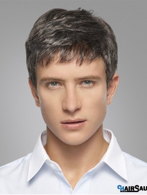 Synthetic Straight Mens Short Grey Wigs Online