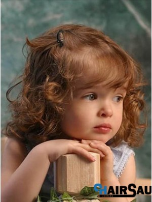 Wigs For Kids With Remy Lace Front Shoulder Length Curly Style