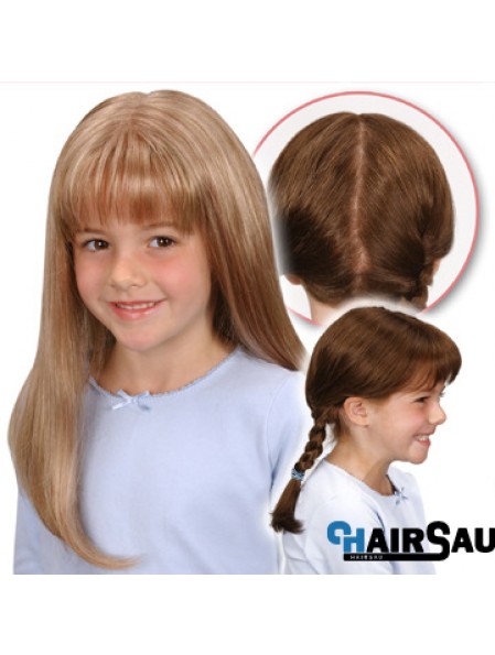 Monofilament Synthetic Long Blonde Straight Wigs For Kids UK