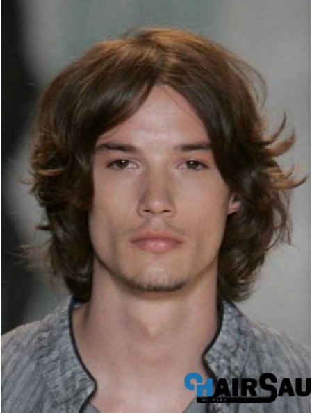 Auburn Lace Front Straight Chin Length Human Hair Men's Wigs