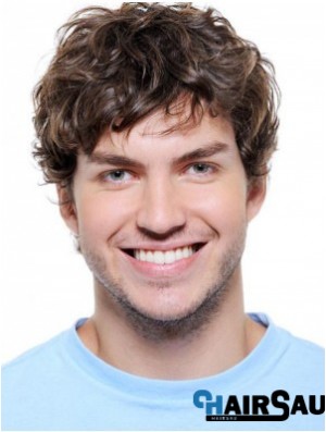 Wavy Synthetic Auburn Lace Front Wigs For Men