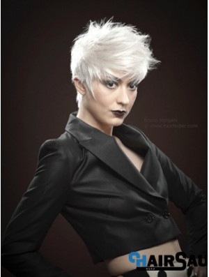 Mono Short Wigs With Remy Monofilament Boycuts Straight Style