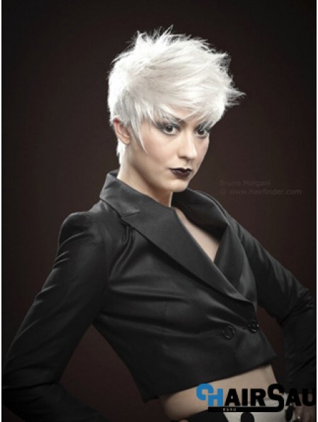 Mono Short Wigs With Remy Monofilament Boycuts Straight Style