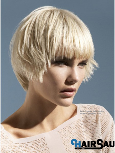 Monofilament Boycuts Short Straight 10 inch Platinum Blonde Convenient Fashion Wigs