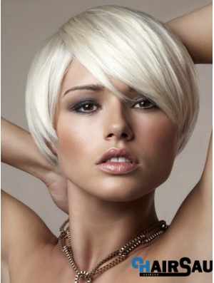 Capless Bobs Short Straight 8 inch Platinum Blonde Online Fashion Wigs