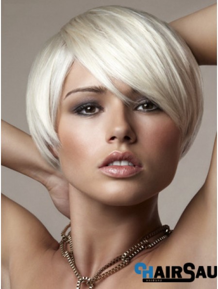 Capless Bobs Short Straight 8 inch Platinum Blonde Online Fashion Wigs