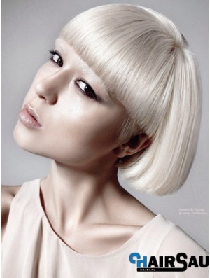 Lace Front Bobs Short Straight 10 inch Platinum Blonde Great Fashion Wigs