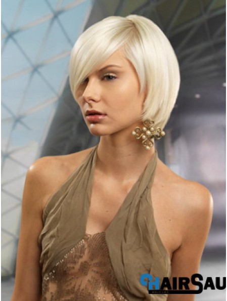 Monofilament Bobs Short Straight 10 inch Platinum Blonde Cheapest Fashion Wigs